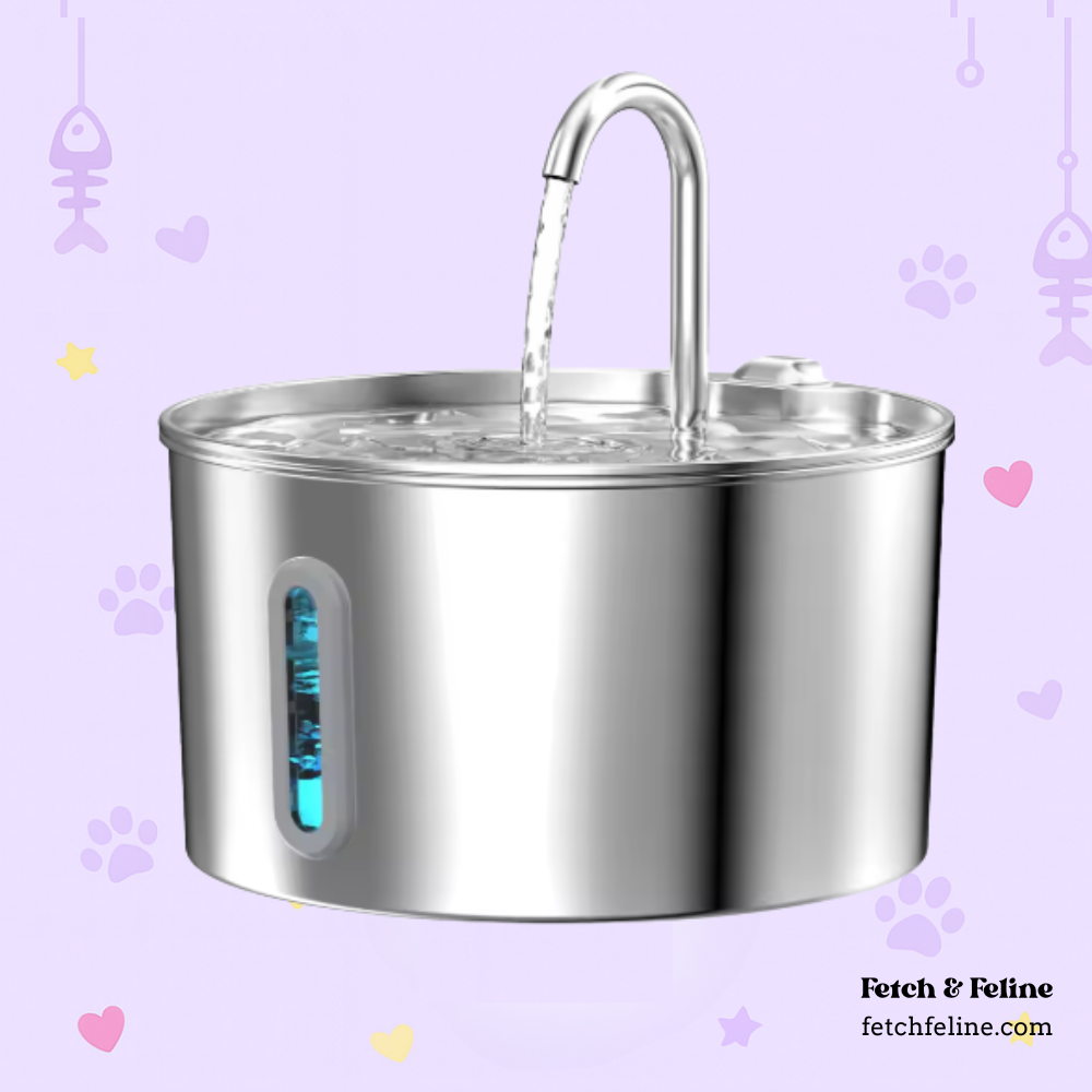 Automatic Fountain Stainless Steel 2.2L - Fetch & Feline™️