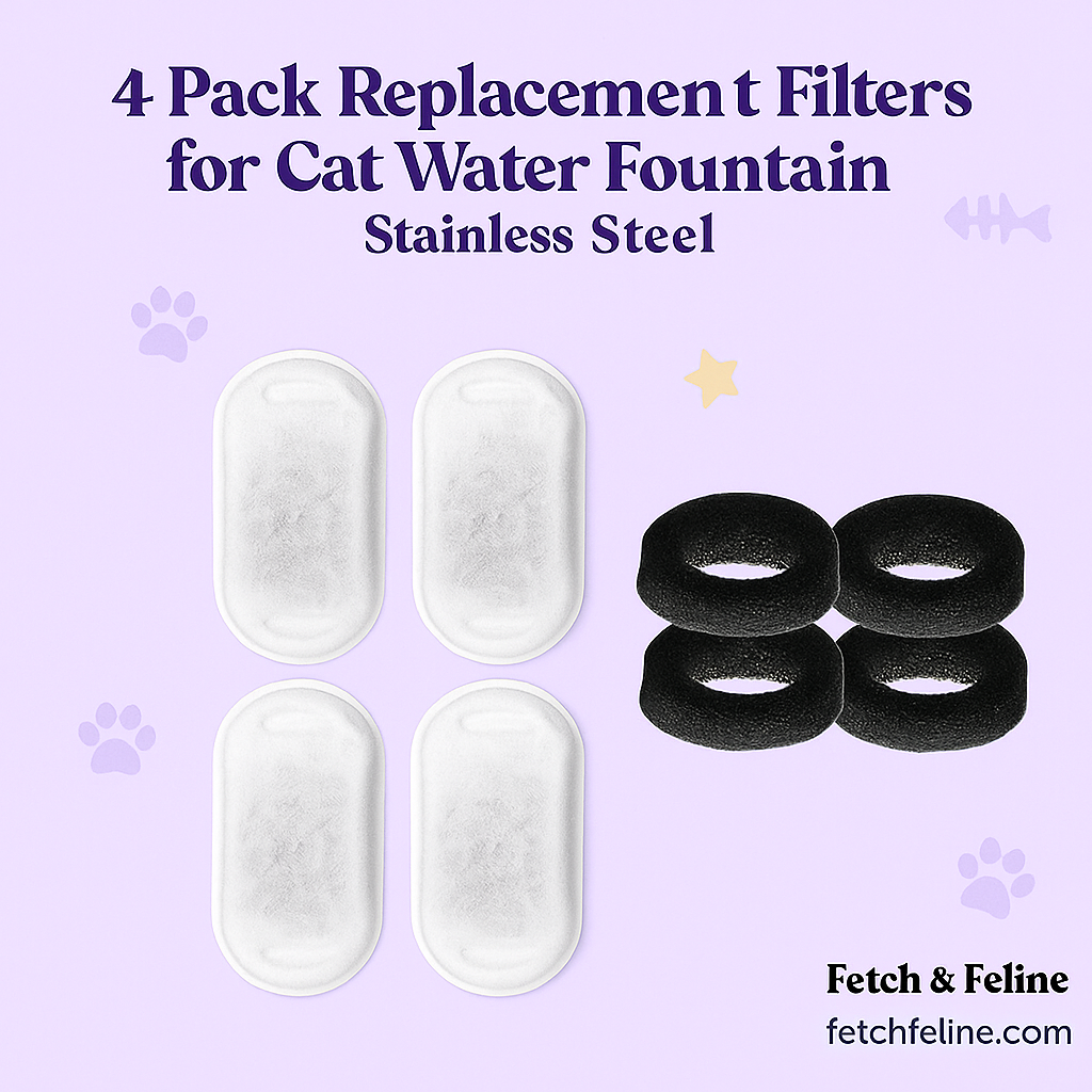 4 Pack Replacement Filters for Cat Water Fountain Stainless Steel - Fetch & Feline™️
