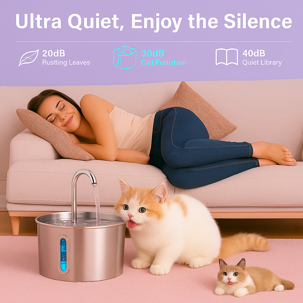 Automatic Fountain Stainless Steel 2.2L - Fetch & Feline™️