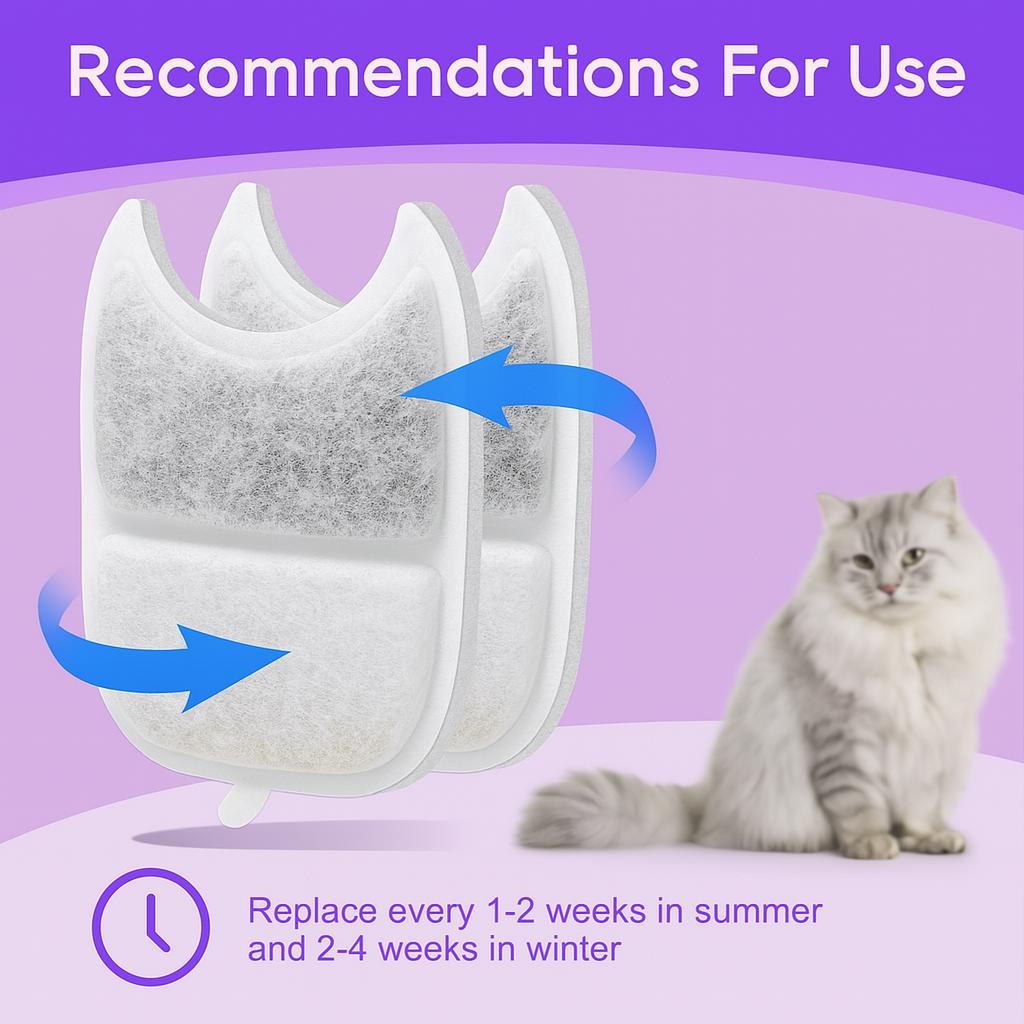 8 Pack Filters + Sponges Replacement Pet Water Fountain - Fetch & Feline™️
