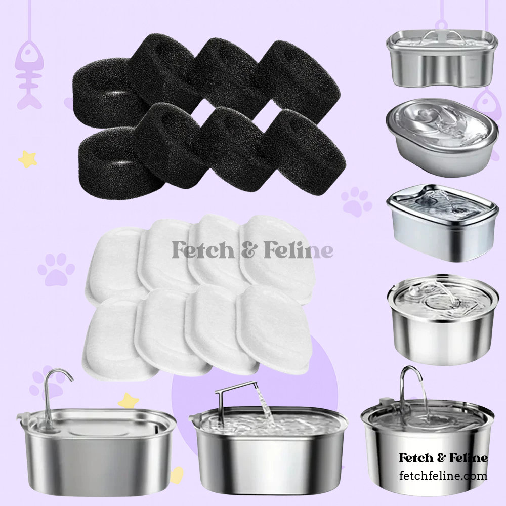 4 Pack Replacement Filters for Cat Water Fountain Stainless Steel - Fetch & Feline™️