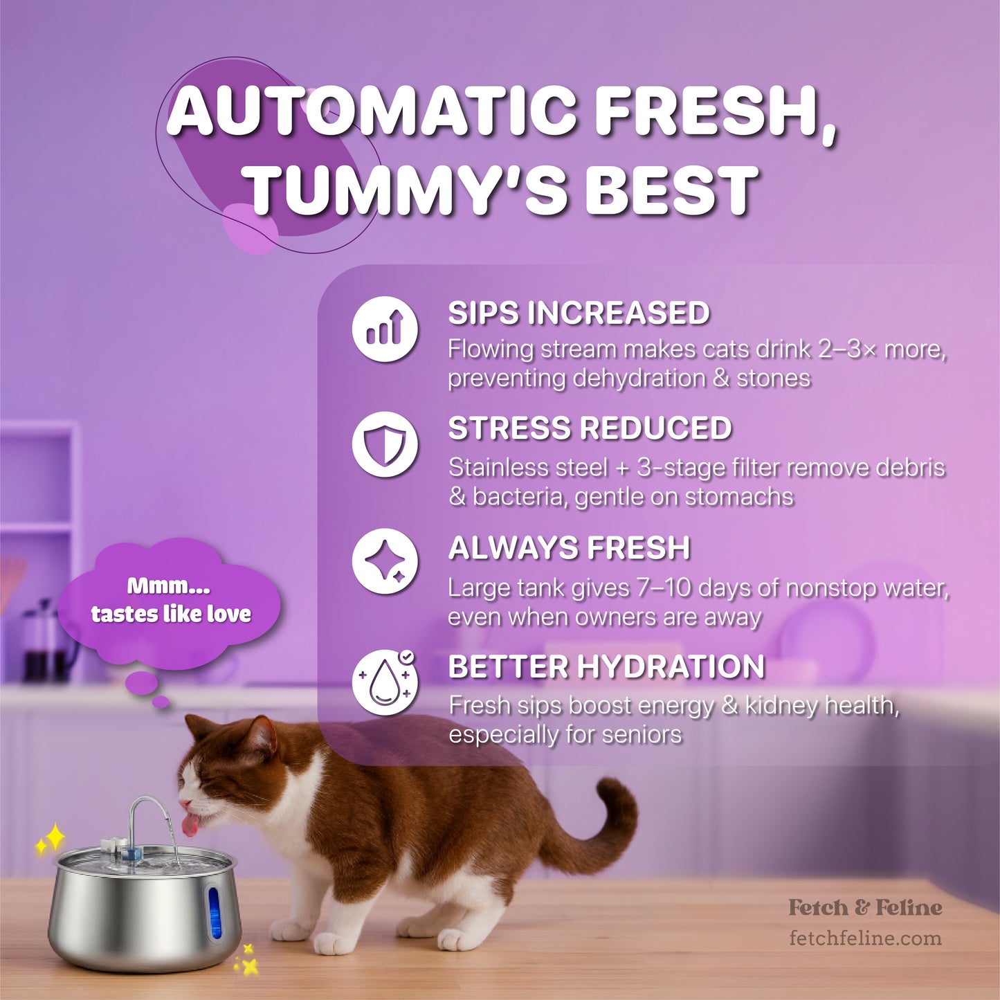 Automatic Water Dispenser Stainless Steel 4L - Fetch & Feline™️