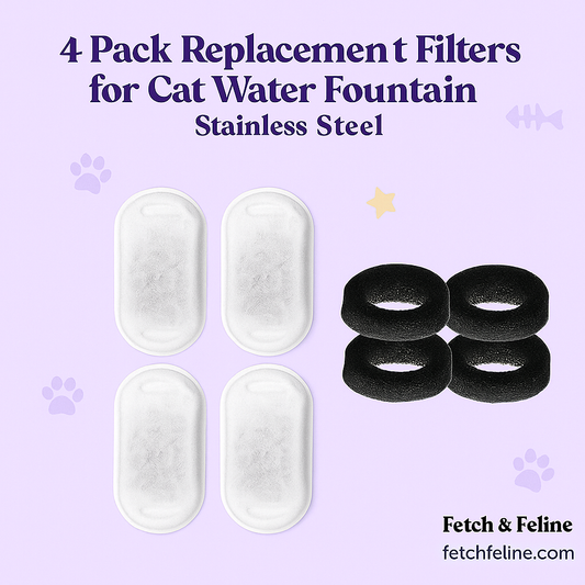4 Pack Replacement Filters for Cat Water Fountain Stainless Steel - Fetch & Feline™️