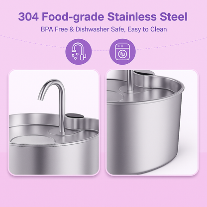 Automatic Fountain Stainless Steel 2.2L - Fetch & Feline™️
