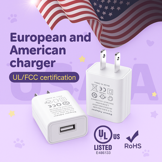 Fast Charging US Adapter 5V 1A UL/FCC Certified - Fetch & Feline™️