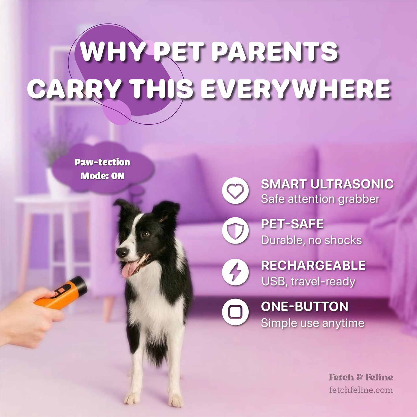 Dog Repeller Ultrasonic Rechargeable - Fetch & Feline™️
