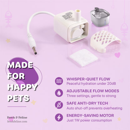 Anti-dry Burning Water Fountain Motor Water Pump - Fetch & Feline™️