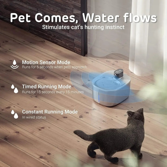 4L Cordless Cat Water Fountain Stainless Steel Motion Sensor, 5-Stage Water Filter - Fetch & Feline™️