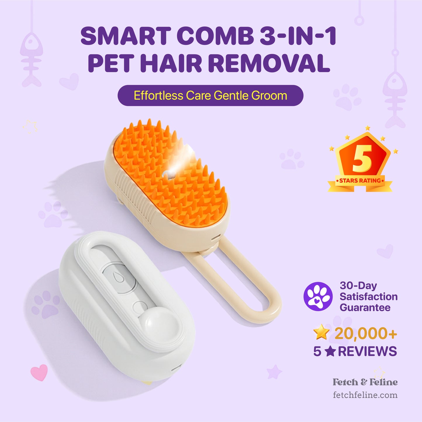 Smart Comb 3-in-1 Pet Hair Removal - Fetch & Feline™️