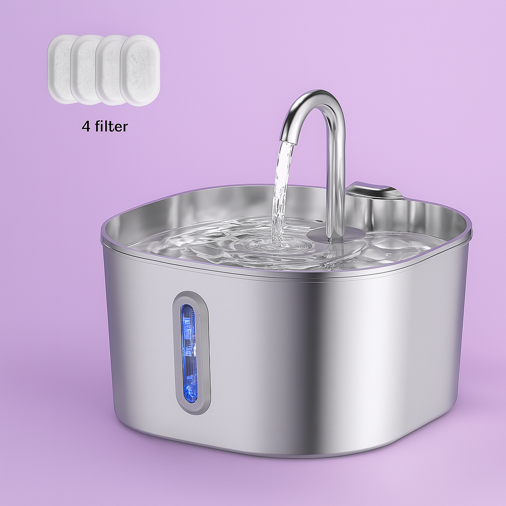 Automatic Fountain Stainless Steel 2.2L - Fetch & Feline™️