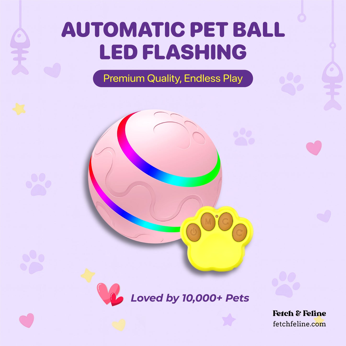 Automatic Pet Ball LED Flashing 2025 - Fetch & Feline™️