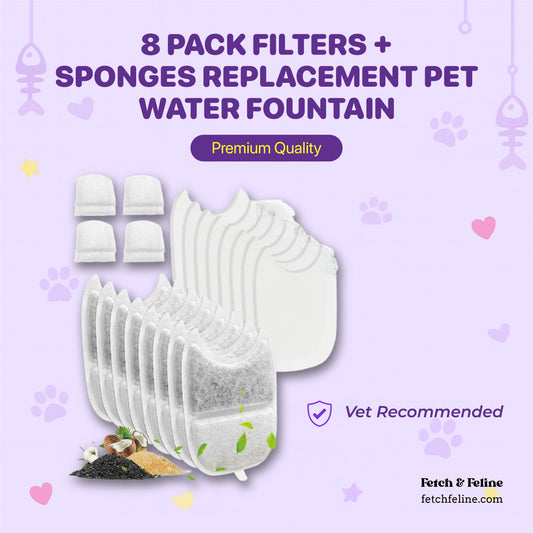 8 Pack Filters + Sponges Replacement Pet Water Fountain - Fetch & Feline™️