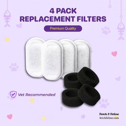 4 Pack Replacement Filters for Cat Water Fountain Stainless Steel - Fetch & Feline™️
